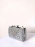 Small Box Bag Glamorous Rhinestone Decor Chain Strap, Perfect Bride Purse For Wedding, Prom & Party Events