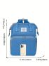 Fashionable Classic Backpack With USB Cable Letter Patch Decor Zipper Polyester