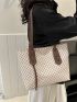 Elegant Square Bag Clover Pattern Zipper PU