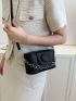 Elegant Bucket Bag Black Chain Decor Adjustable-strap PU