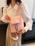 Fashionable Flap Backpack Snap Button Drawstring Design Nylon