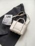 Elegant Square Bag Beige Crocodile Embossed Adjustable-strap PU
