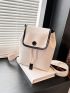 Preppy Flap Backpack Drawstring Design Snap Button Nylon