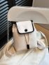Preppy Flap Backpack Drawstring Design Snap Button Nylon