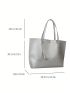 Metallic Shoulder Tote Bag Silver Funky Snap Button PU