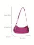 Snakeskin Embossed Baguette Bag Zipper White PU Elegant
