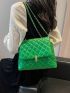 Quilted Detail Square Bag Flap Chain PU Fashionable