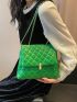 Quilted Detail Square Bag Flap Chain PU Fashionable