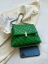 Quilted Detail Square Bag Flap Chain PU Fashionable