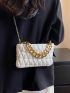 Quilted Detail Square Bag Zipper Chain Fashion PU