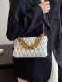 Quilted Detail Square Bag Zipper Chain Fashion PU