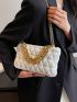 Quilted Detail Square Bag Zipper Chain Fashion PU