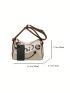 Long 11.4 Inches Wide 5.1 Inches High 7.9 Inches PU Letter Graphic Casual Messenger Bag