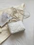 Quilted Double Handle Square Bag Small White