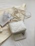Quilted Double Handle Square Bag Small White