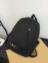 Letter Graphic Classic Backpack Medium Zipper Black Preppy