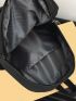 Letter Graphic Classic Backpack Medium Zipper Black Preppy