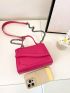 Mini Square Bag Crocodile Embossed Irregular Flap Neon Pink PU Funky