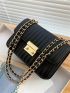 Mini Saddle Bag Fashion Quilted Detail Push Lock Chain Flap PU