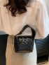 Elegant Square Bag Black Chain Mini Quilted Pu