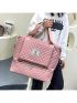 Quilted Letter Patch Fashion Travel Bag Dry-Wet Separation Independent Shoe Warehouse Portable Double Handle