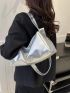 Retro Style Crossbody Bag, Large Capacity Hobo Bag, Silver Funky Shoulder Bag For Travel