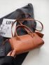 Crocodile Embossed Square Bag Brown Fashionable Double Handle