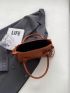 Crocodile Embossed Square Bag Brown Fashionable Double Handle