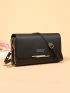 Mini Multi-Functional Crossbody Bag, Women's Letter Detail Zipper PU Leather Shoulder Bag