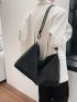Oversized Studded Decor Hobo Bag Adjustable Strap