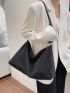 Oversized Studded Decor Hobo Bag Adjustable Strap