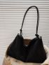 Oversized Studded Decor Hobo Bag Adjustable Strap