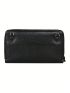 Letter Graphic Long Wallet Litchi Embossed Zipper PU Fashionable