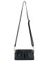 Small Litchi Embossed Ruched Bag Solid Black Minimalist