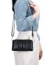 Small Litchi Embossed Ruched Bag Solid Black Minimalist