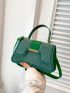 Studded Decor Square Bag Top Handle Flap PU Fashionable