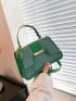 Studded Decor Square Bag Top Handle Flap PU Fashionable