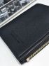 Letter Embossed Small Wallet Zipper Bifold Black PU Unisex