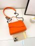Mini Neon Orange Square Bag Crocodile Embossed Flap