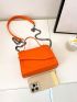 Mini Neon Orange Square Bag Crocodile Embossed Flap