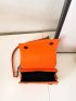 Mini Neon Orange Square Bag Crocodile Embossed Flap