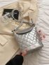 Mini Metallic Quilted Flap Bucket Bag Funky Style