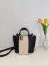 Litchi Embossed Square Bag Double Handle Small