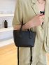 Litchi Embossed Square Bag Double Handle Small