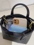 Litchi Embossed Square Bag Double Handle Small