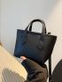 Litchi Embossed Square Bag Double Handle Small
