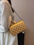 Mini Metallic Square Bag Quilted Flap Chain