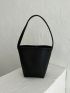 Mini Litchi Embossed Bucket Bag Solid Color