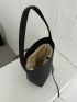 Mini Litchi Embossed Bucket Bag Solid Color