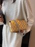 Mini Metallic Square Bag Quilted Flap Chain